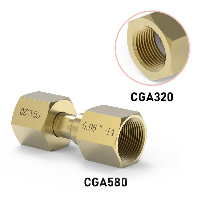 YESWELDER CGA-320 to CGA-580 Adapter, CO2 to Argon Nitrogen Regulator Flowmeter Thread Converter for welding, with Sealing Gaskets
