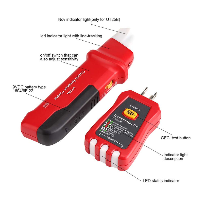 Circuit Finder, 50-60Hz 90-120V Professional Circuit Breaker Finder Sensitivity Adjustable Socket Tester Diagnostic-Tool Intelligent Circuit Breaker Locator - Quickly and