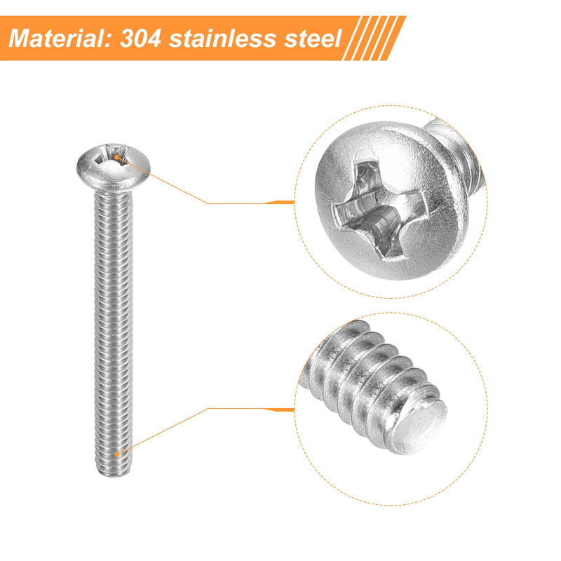 [Australia - AusPower] - uxcell #8-32x2-1/4" Pan Head Machine Screws, 304 Stainless Steel 18-8 Screw, Phillips Drive, Fully Threaded, Bright Finish, Pack of 10 #8-32x2-1/4" 