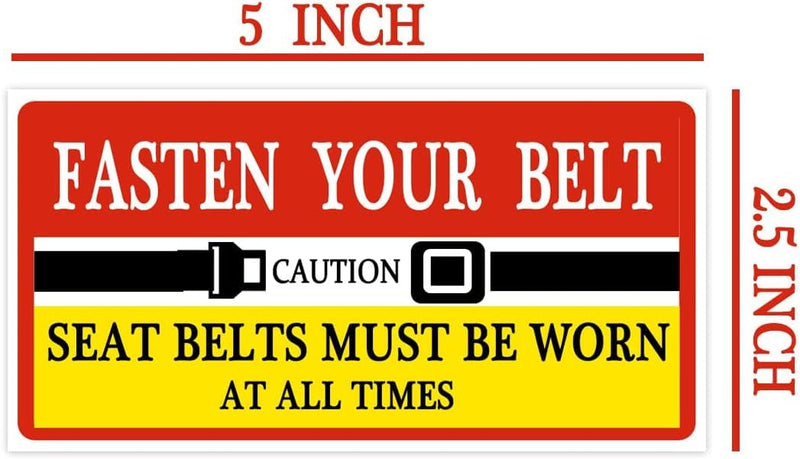 15 Pack Fasten Your Seat Belts Stickers Labels, 5×2.5 Inch Must Be Worn at All Times Safety Labels,Adhesive Caution/Notice/Warning/Reminder for Car