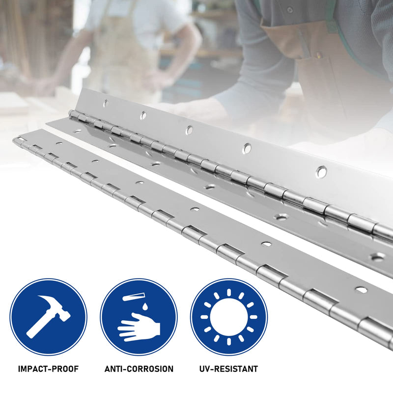 [Australia - AusPower] - 2 Piece 2" x 20" Stainless Steel Piano Hinge, 0.060" / 1/16" Thick Heavy Duty With Holes, Silver Continuous Hinges for Wood Furniture Mailbox Tool/Storage Boxes Cabinets Door 20 Inch 
