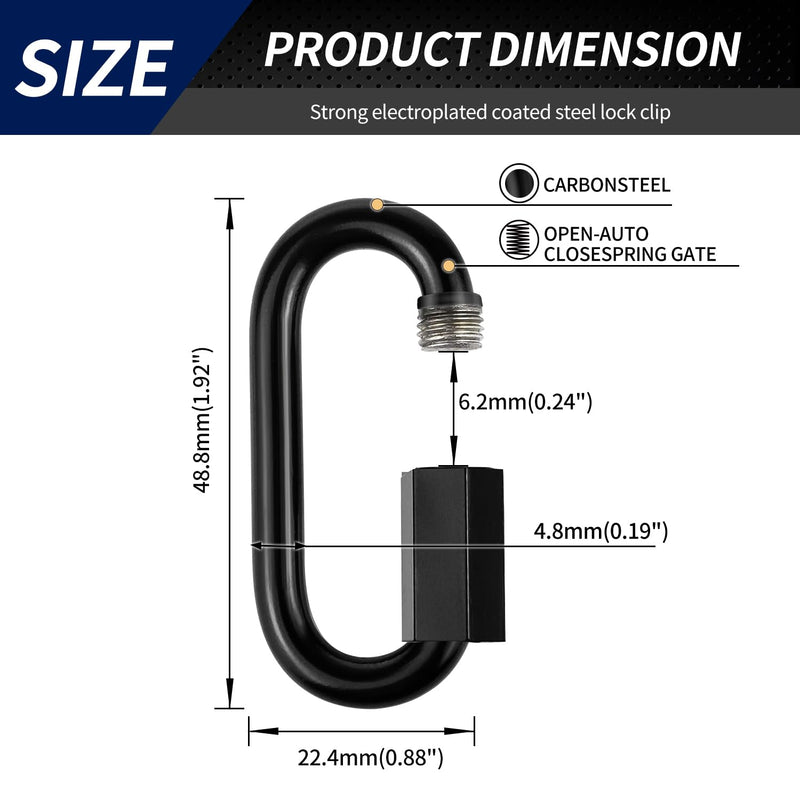 [Australia - AusPower] - 1.9" Chain Quick Links, 10 Pcs 3/16" Marine Grade Screw Chain Links, Large Opening Chain Connector Chain Coupler, 650 Lbs Capacity 1.9 Inch, 10 Pack 