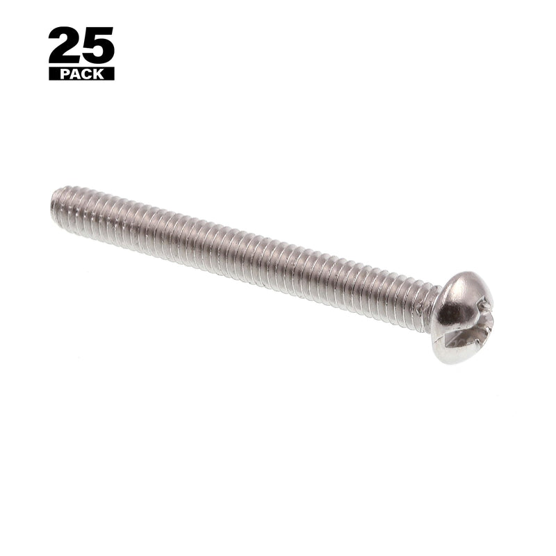 Prime-Line 9003797 Machine Screw, Round Head, Slotted/Phillips Combo, #8-32 X 1-1/2 in, Grade 18-8 Stainless Steel, Pack of 25 25 Pack