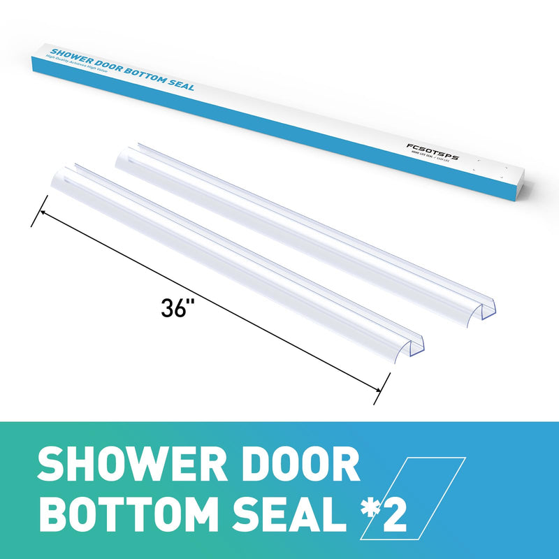 Sliding Shower Door Bottom Seal, 2 PCS 3/8" x 36" Polycarbonate Sliding Door Sweep for 3/8Inch Glass, Frameless Glass Shower Door Seal Strip Stop Leaks and Create a Water Barrier For 3/8" Glass