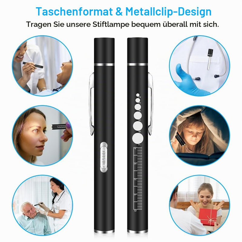 flintronic Pupil Light Medicine, Diagnostic Light Nurse Emergency Service Accessories, with Pupil Meter & Ruler, Rechargeable USB LED Pen Lamp for Nurses, Students, Doctors | 2 Modes Hidden USB Charging with Pupil Meter and Clip for Various Purposes, P...