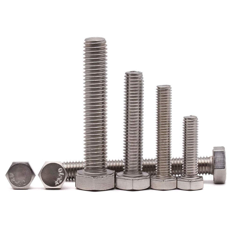 [Australia - AusPower] - 1/2-13 x 4" (4 PCS) Stainless Steel Hex Bolts, Hex Head Screws, Full Thread, Coarse Thread, Plain Finish, Machine Thread, Stainless Steel 304 (18-8) 1/2-13 x 4" 
