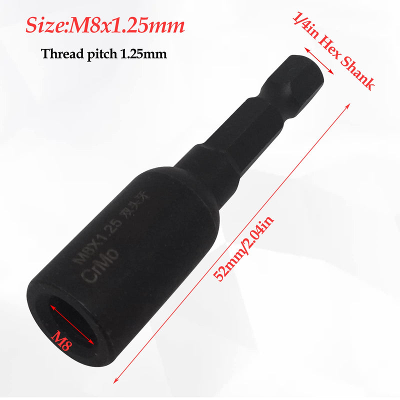 [Australia - AusPower] - 1pcs Hanger Bolt Driver with1/4inch Hex Shank, Impact Plus(Female Thread ;M8x1.25mm) Female Thread ;M8x1.25mm 