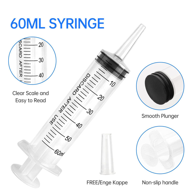 30 Pack 60ml Syringes Without Needle, Sterile & Individually Sealed, Large Plastic Syringes for Liquid, Precise Measuring for Pet Feeding, Scientific Labs & Dispensing 30