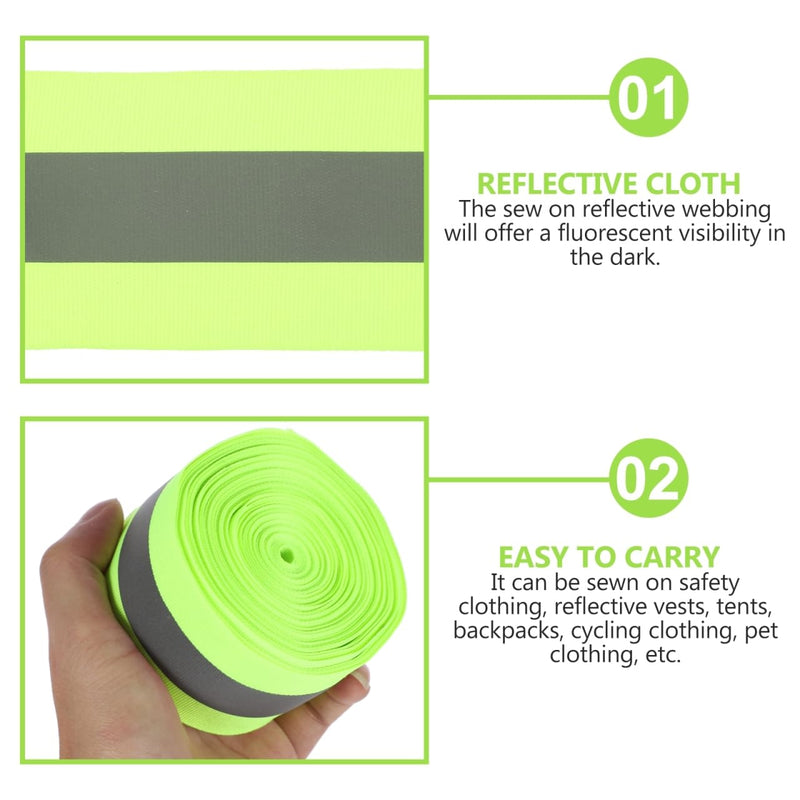 KESYOO Reflective Sew on Tape 15.5Ft Fluorescent Safety Ribbon High Visibility Webbing for Outdoor Sports Clothing Backpacks Pet Gear Night Visibility