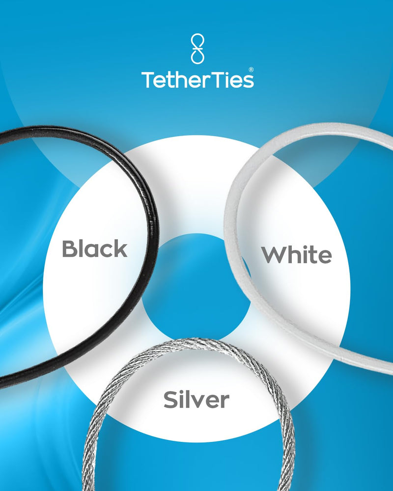 [Australia - AusPower] - Patented Pre-Assembled Adapter Ties - Anti-Theft Cable Locks for Tools, Dongles, Tethers, Computer adapters. Steel Cable, Security Lock, Easy Installation with Free Crimping Tool White 10 Pack TetherTies Cable Tethers 