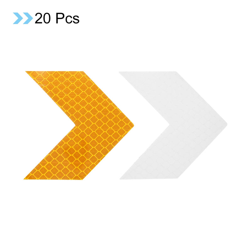 PATIKIL Reflective Stickers, 20 Pack 2.36 x 2.36 Inch Waterproof Adhesive High Visibility Night Caution Warning Arrow Shape Safety Tape Reflector for Trucks Trailers Cars, Yellow