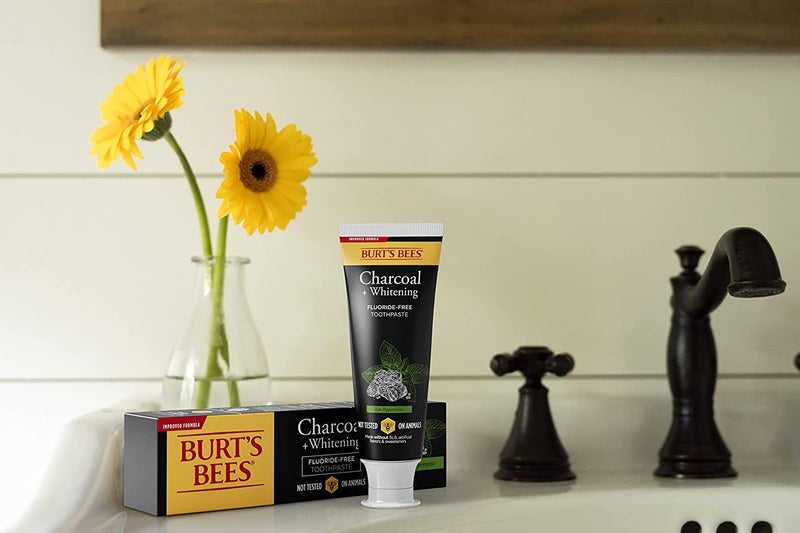 Burt's Bees Toothpaste, Natural Flavor, Charcoal Fluoride-Free Toothpaste, Zen Peppermint, 4.7 oz, Pack of 3