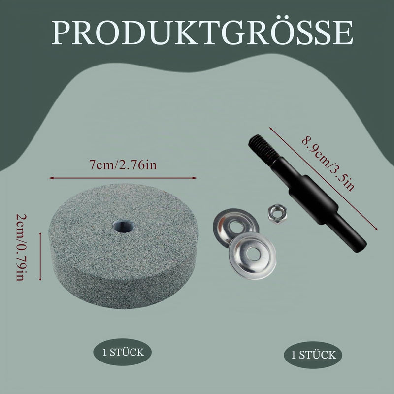 100 Grit 70mm Green Round Whetstone - 1 Piece Grinding Wheel with 8mm Shank for Metalworking, Stainless Steel, Alloys, Suitable for Drill and DIY Projects