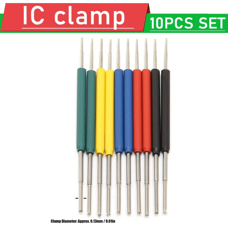 [Australia - AusPower] - Eujgoov 10Pcs Micro IC Hook Clip Mini IC Clamp SOP SOIC Test Leads Clamp Adapter of Multimeter 