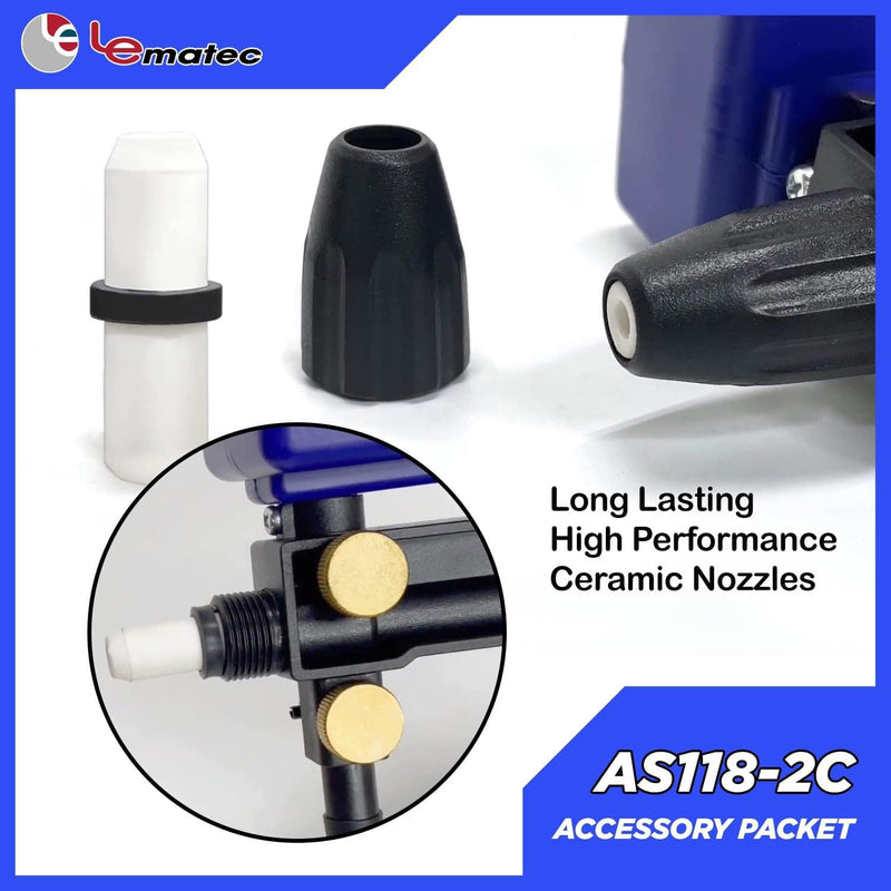 [Australia - AusPower] - LE LEMATEC Accessory Packet for AS118 Sandblaster Gun Kit, Durable Sand Blasting Spare Nozzle Tip For Replacement, Includes 1 Ceramic Nozzle, 2 Black Covers, 1 Storage Case 