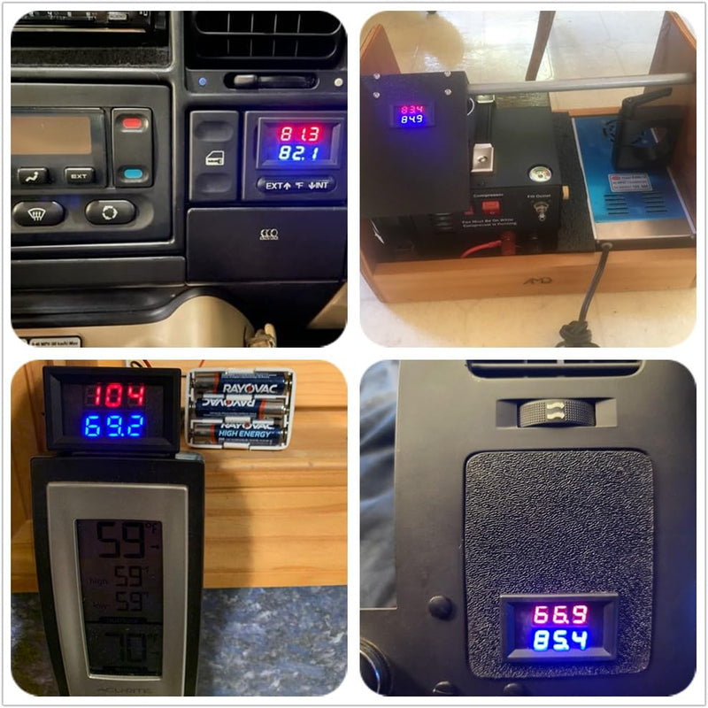 [Australia - AusPower] - 2CH NTC Waterproof Probes DC 5V-80V -58℉ to 257℉ Blue + Red LED Digital high Temperature Precision Thermometer Industrial Thermometer Fahrenheit Dual Display for Aquarium Vehicle Fish Tank 