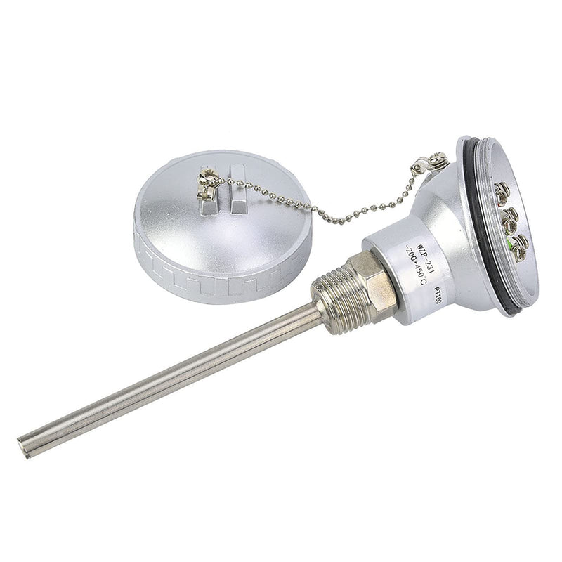 [Australia - AusPower] - PT100 Temperature Sensor Probe 100mm, 1/2" NPT Thread, 201 Stainless Steel Terminal Head 