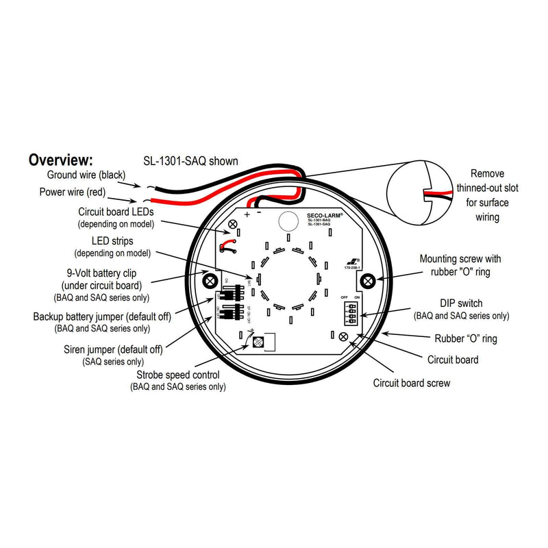 [Australia - AusPower] - Seco-Larm SL-1301-SAQ/B Blue Lens Strobe Light, 10 Vertical LED strips (54 LEDs) increase visibility from various directions, Built-in 100dB programmable siren, Six different flash patterns 