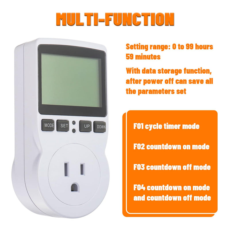 [Australia - AusPower] - 110V Digital Temperature Controller, LCD Screen Heating Cooling Thermostat Outlet Socket with Sensor Timer Regulator for Reptile Incubator Greenhouse Brewing Refrigerator 