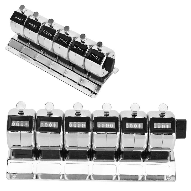 0 to 9999 Manual Tally Counter Metal Mechanical Counter 4Digit Conjoined 6 Units Pitch Click Counter
