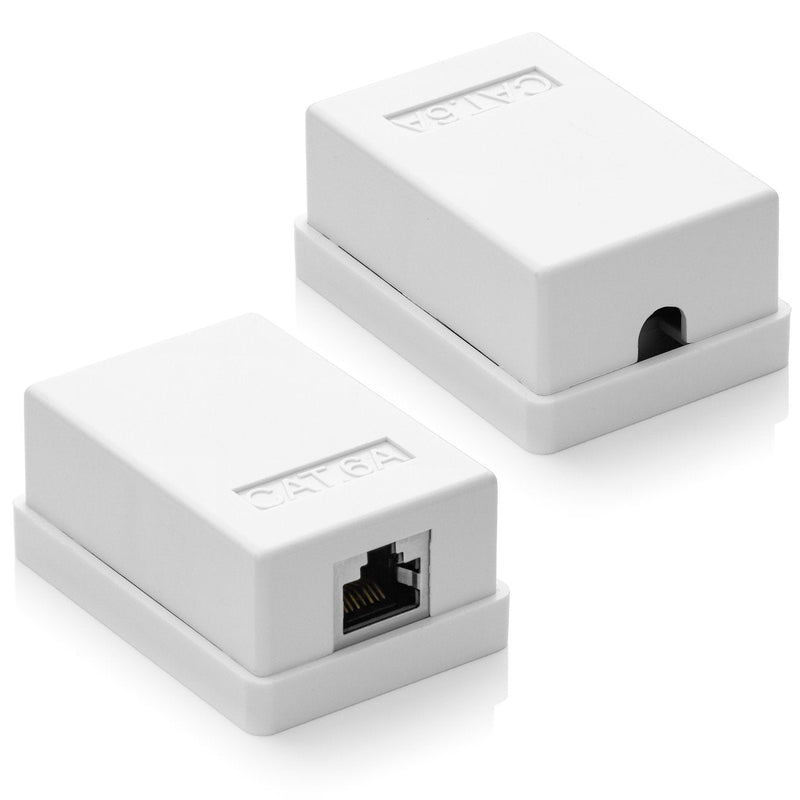 deleyCON CAT 6a Network Socket 1x RJ45 Socket FTP 10 Gbit, Pack of 5 - White | Shielded, surface-mounted mounting, Ethernet network LAN socket, RAL 9003 5 pieces
