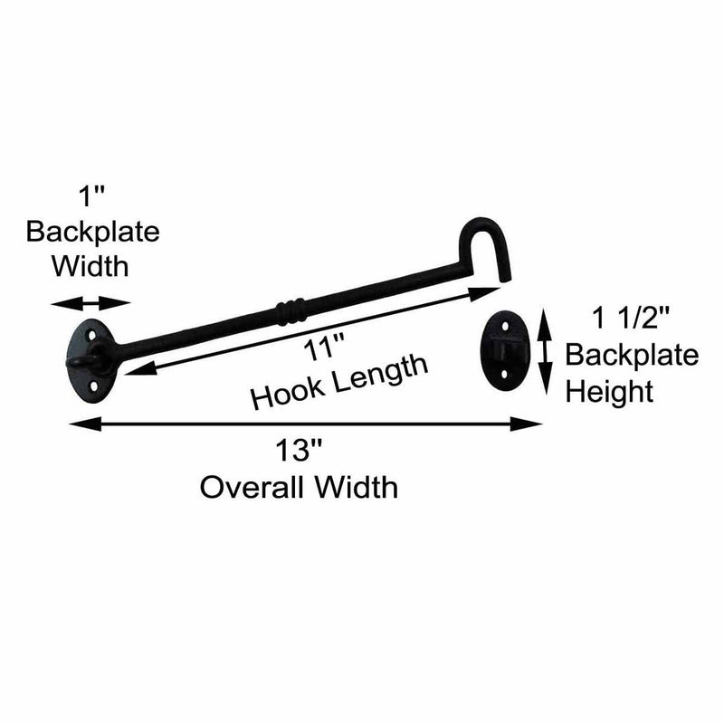 Renovators Supply Manufacturing 11 in. Black Wrought Iron Door Lock Latch/Gate Latch with Mounting Hardware 11-inch