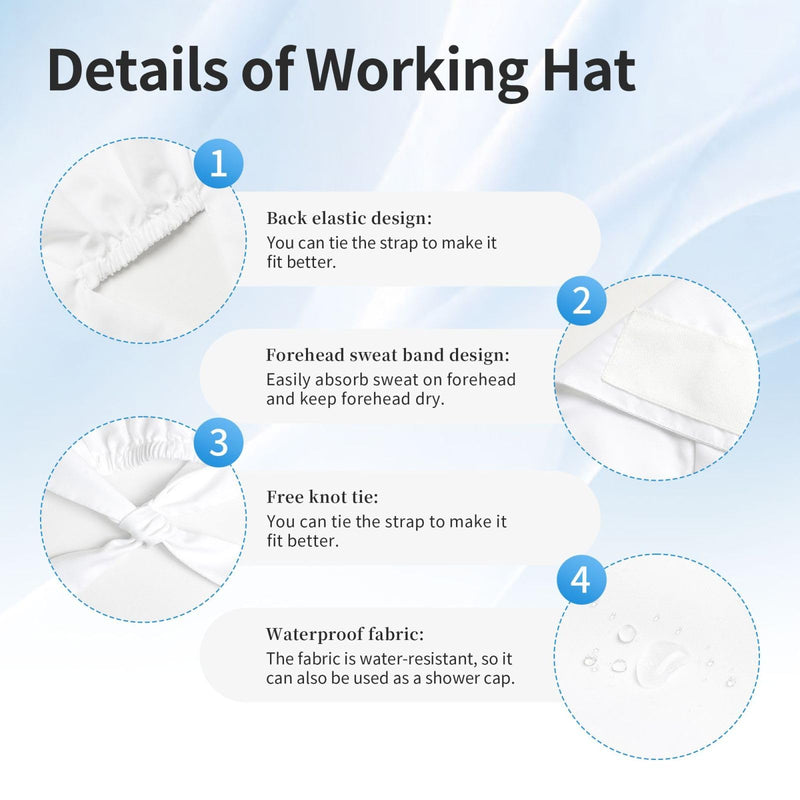 [Australia - AusPower] - Dental Tooth Care Scrub Caps with Sweatband Adjustable Working Cap Surgical Headgear for Women Men Stethoscope Dental Medicine Kit 