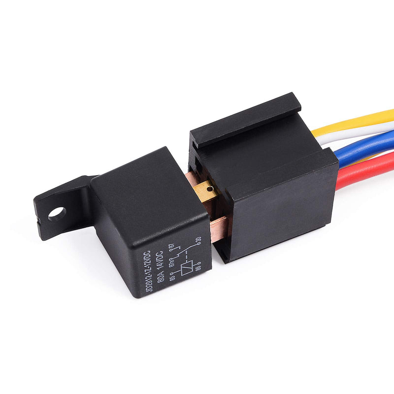 [Australia - AusPower] - EHDIS 5 Packs Car Relay with Harness Truck Motor Heavy Duty 5-Pin 80A 12V On/Off Normally Open SPDT Relay Socket Plug 5 JD2912-1Z-12VDC 80A 14VDC 