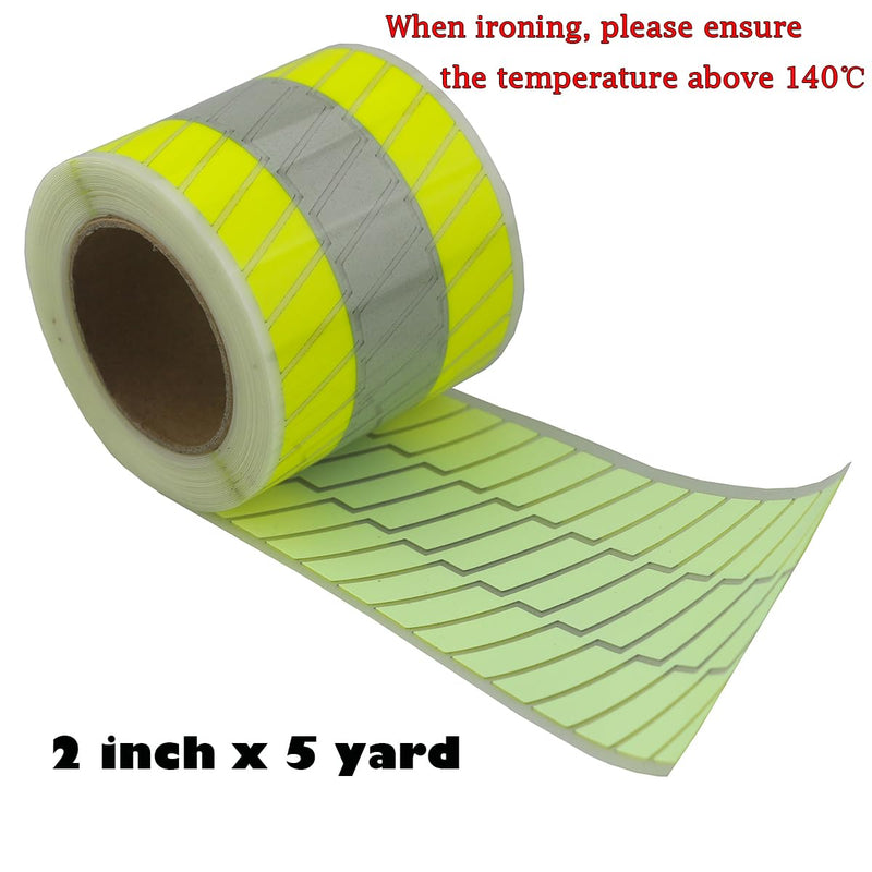 High Visibility Silver Reflective Heat Transfer Vinyl Iron On Tape for Clothing Striped-2# 2 Inch x 5 Yard (Fluorescent Yellow) Fluorescent Yellow