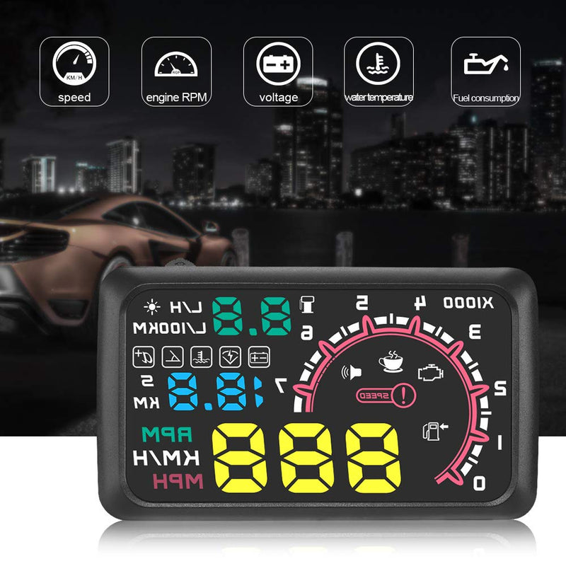 [Australia - AusPower] - HUD Head up Display Speedometer for Car with OBDII EUOBD,5.5 inch Universal Digital Speedometer,Over Speed Alarm, KMH/MPH, Windshield Projector with Film 