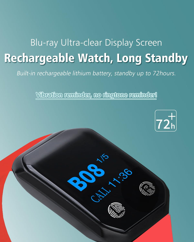 Caregiver Pager Waiter Pager Wrist Watch,Rechargeable Waterproof Watch Receiver Only be Used Brand Products 1 red pager watch