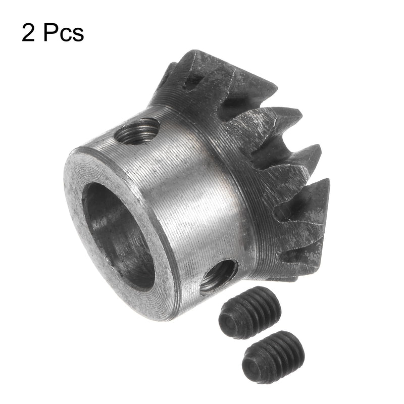 [Australia - AusPower] - 2pcs Bevel Gear 1M 12 Teeth 12mm Shaft Hole 1:1 Tapered Bevel Pinion Gear 45# Steel 2 Module 90 Degree Steering Gear, for Hardware Mechanical Rotation 12 mm 