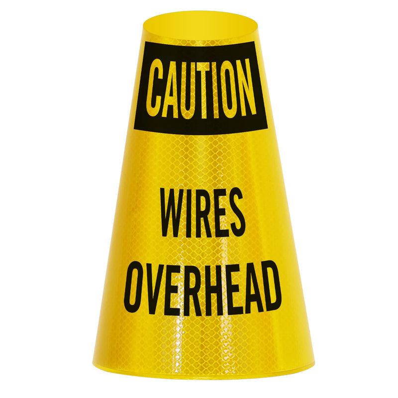 SmartSign “Caution - Wires Overhead” Bright Reflective Cone Message Sleeve, [Cone Not Included]