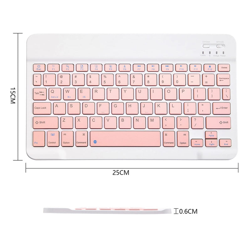 [Australia - AusPower] - Ultra-Slim Bluetooth Keyboard Portable Mini Wireless Keyboard Rechargeable for Apple iPad iPhone Samsung Tablet Phone Smartphone iOS Android Windows (10 inch Pink) 10 inch Pink 