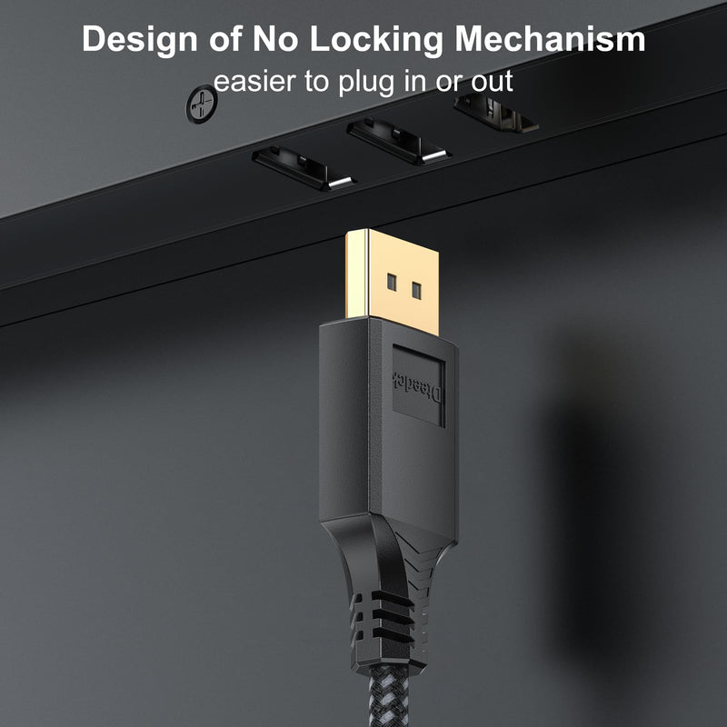 8K Display Port Cable 10 FT 5 Pack, DP Cables DisplayPort 1.4 DP Cord 10ft (8K@60Hz, 4K@144Hz, 2K@240Hz, 32.4Gbps) Compatible for Computer Monitor PC Gaming Laptop Black-10ft