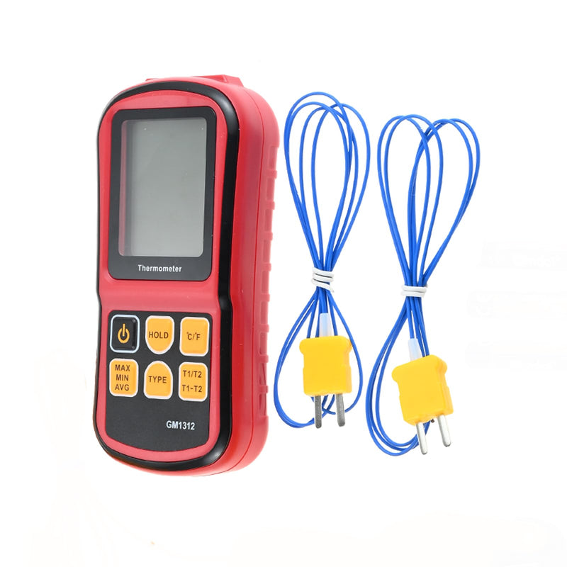 [Australia - AusPower] - Digital Dual Channel K Type Thermocouple Thermometer (-238 to 3212°F) with 2 Probes & 2 Pipe Clamps – High Accuracy Temperature Meter with T1/T2 & T1-T2 Display, for HVAC, Industrial, Lab Use 