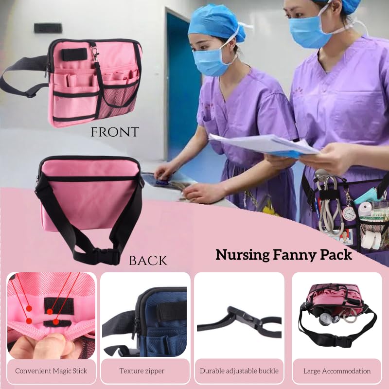 [Australia - AusPower] - Nursing Fanny Pack,Nurse Pouch Waist Bag,Medical Organizer Belt Adjustable Waist Strap/Multi Compartment Suitable for Nurses,Caregivers,Students,and Other Practitioners (Black) Black 
