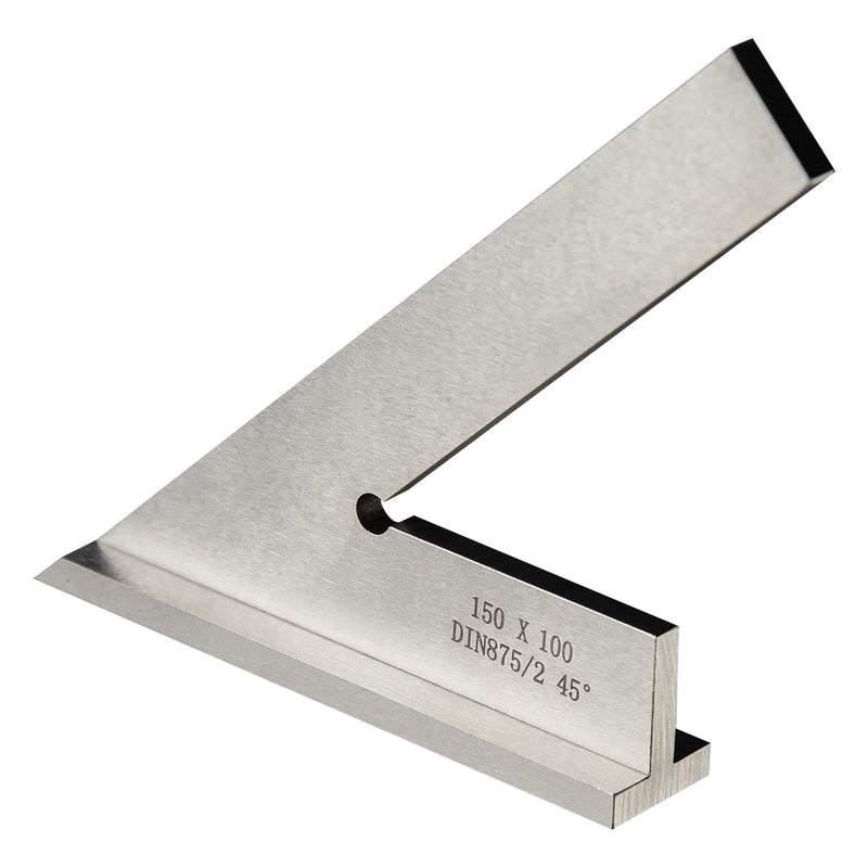 45 Degree Miter Square Machinist Engineer Square with Base DIN 875/2 Angle Ruler Hardened Steel 6x4 Inch, Silver 6x4 Inch Silver