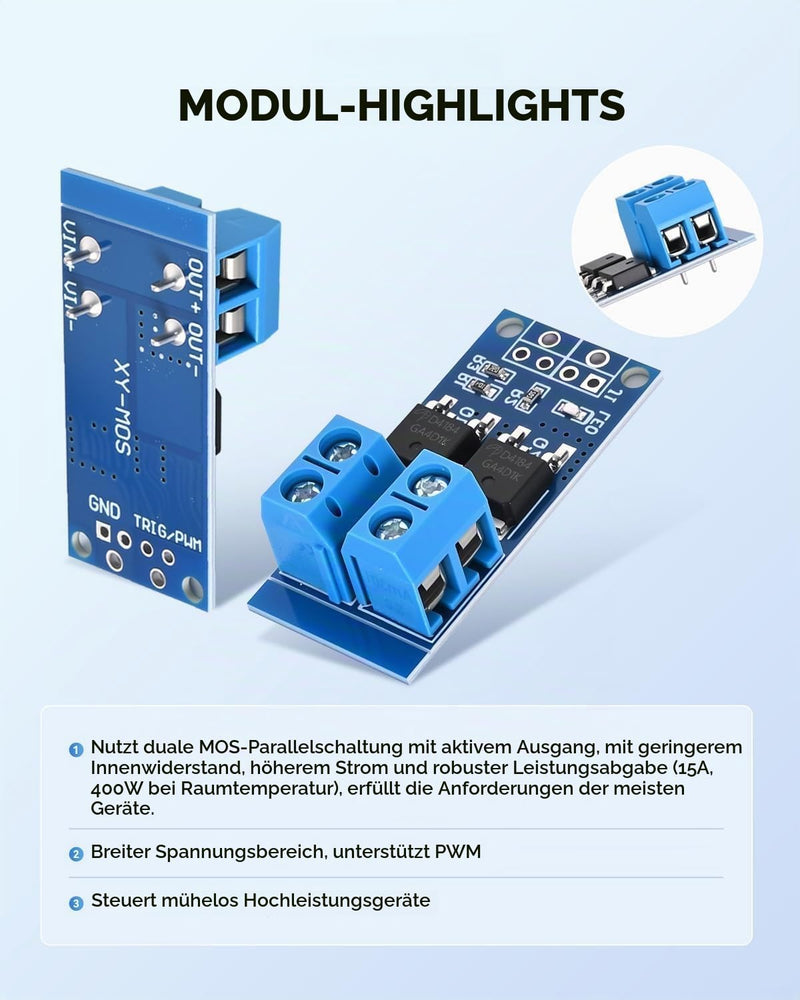 10pcs Dual MOSFET Trigger Switch Driver Module DC 5-36V 400W 15A PWM Regulator 0-20kHz Electronic Switching Controller for Motor Speed Lamps Brightness Arduino