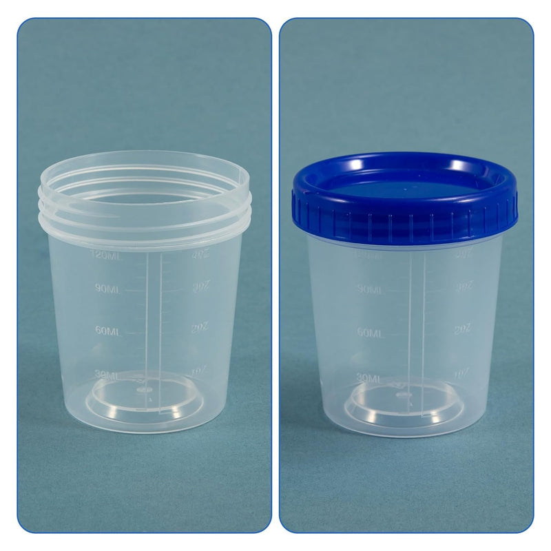 50pcs 120 ml urine cup plastic cup with lid: urine cup disposable cup with lid, urine test sample container transparent urine collection cup with leak-proof 50