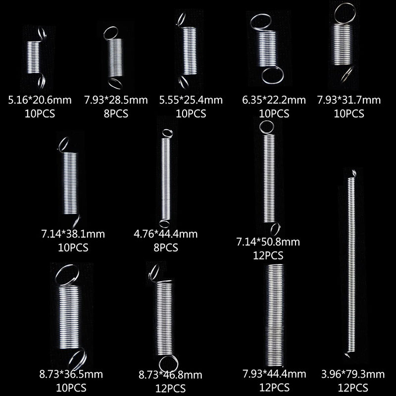 [Australia - AusPower] - 1/2 Sets Spring Assortment kit, 200pcs Heavy Steel Wire-Metal Extension Spring Replacement Kit (1) 1 
