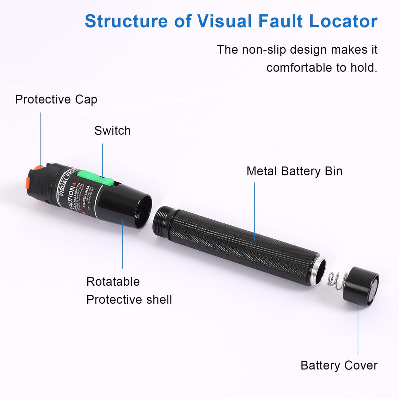 [Australia - AusPower] - Fiber Optic Tools Cable Tester FC SC Power Meter & 2.5mm 30mV Visual Fault Locator with Sc, Fc Connector and Shoulder Toolkit Green 