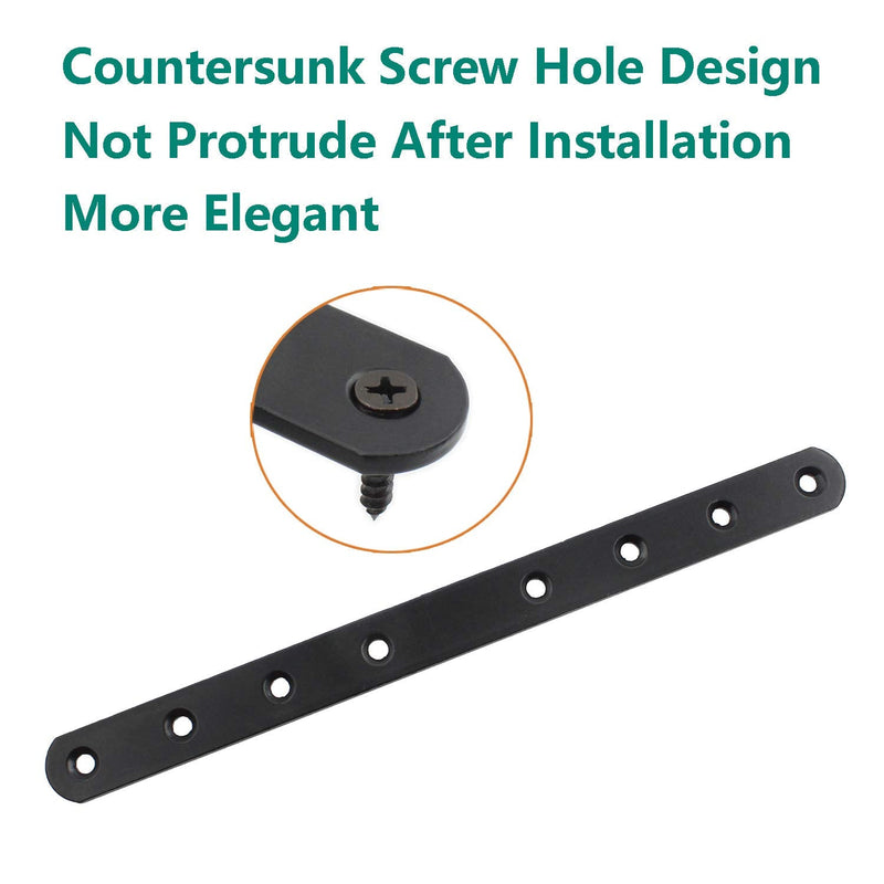 [Australia - AusPower] - 4 Pack Flat Mending Plate for Wood, ULIFESTAR Black Iron Flat Straight Brace Brackets Metal Repair Fixing Wood Brace Joining Plates Connector for Repairing Wooden Furniture with Mounting Screws 250x20x3mm/10x0.79x0.12" 