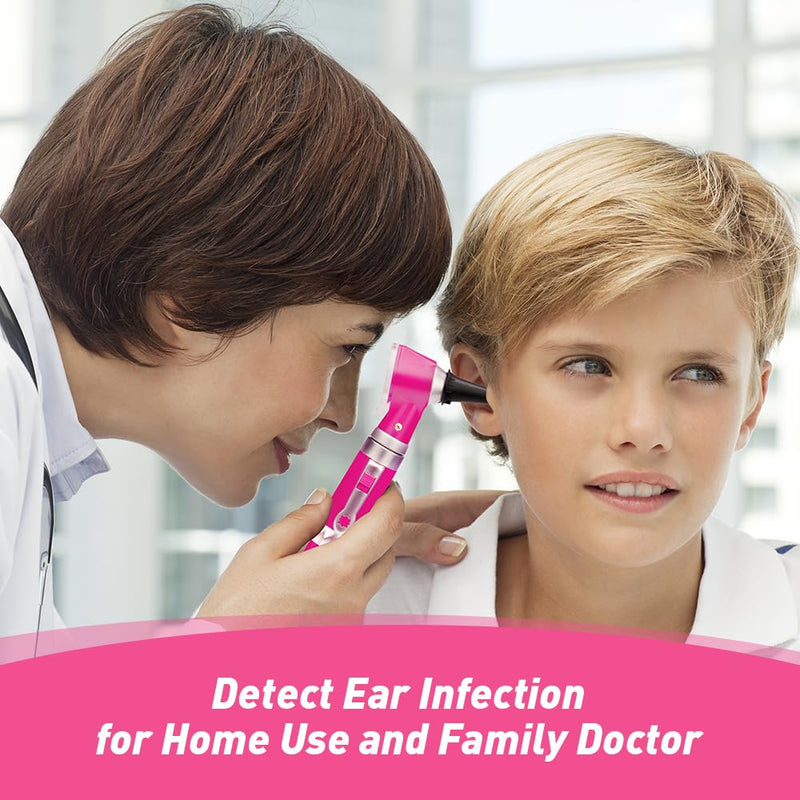 [Australia - AusPower] - Scian Otoscope - Ear Scope with Light, Ear Infection Detector and Pocket Ear Checker Kit with 3X Magnify Lens, Suitable for Kids, Adults, Doctors, Pets(Pink) Pink 