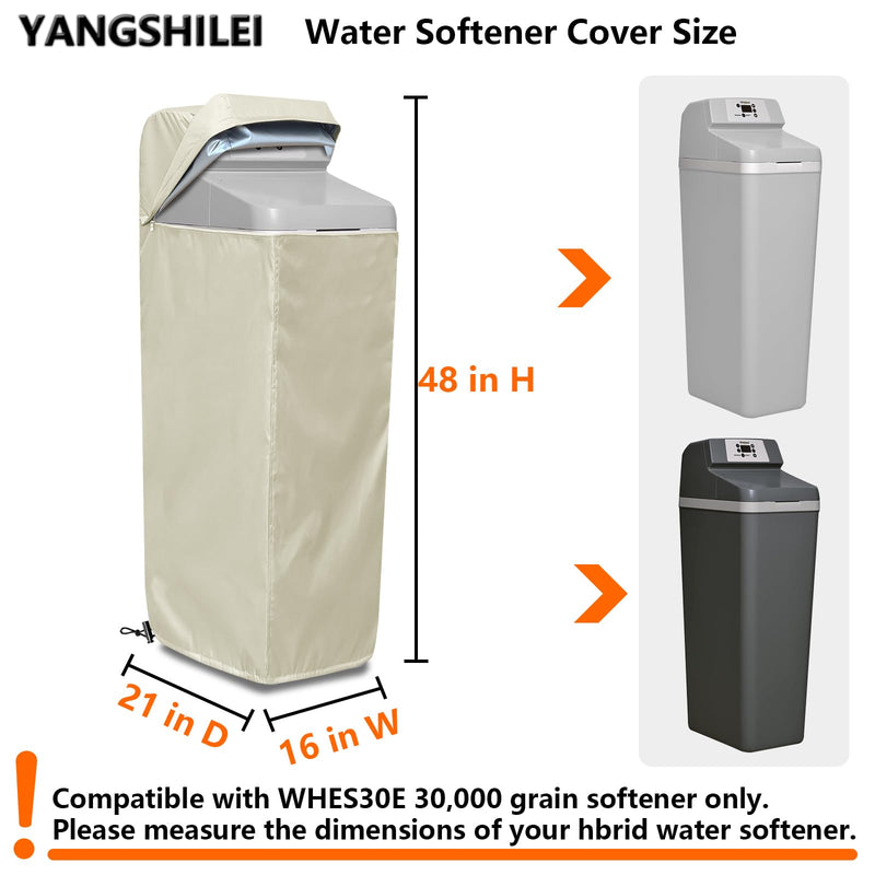 Water Softener Cover for WHES30E/WHES40E Grain Softener, Openable top Easy to use Removal-free installation for UV Dust protection of Water Softener Housings Outdoor or indoor (Beige) Beige
