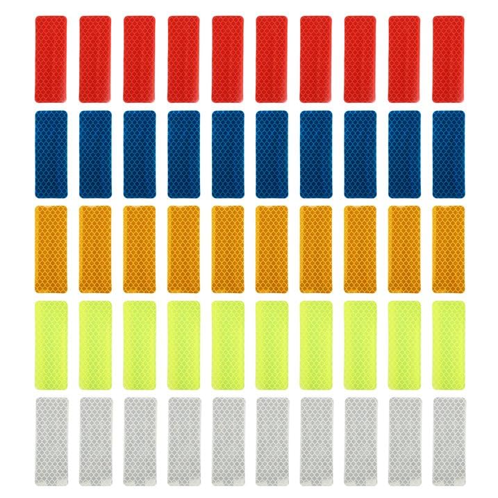 20Pcs Safety Reflective Stickers Outdoor Waterproof Reflector Stickers Orange Red Blue Adhesive Reflective Tape Night Visibility Warning Stickers for Vehicle Motorcycle Bike Mailbox, Safety Signs