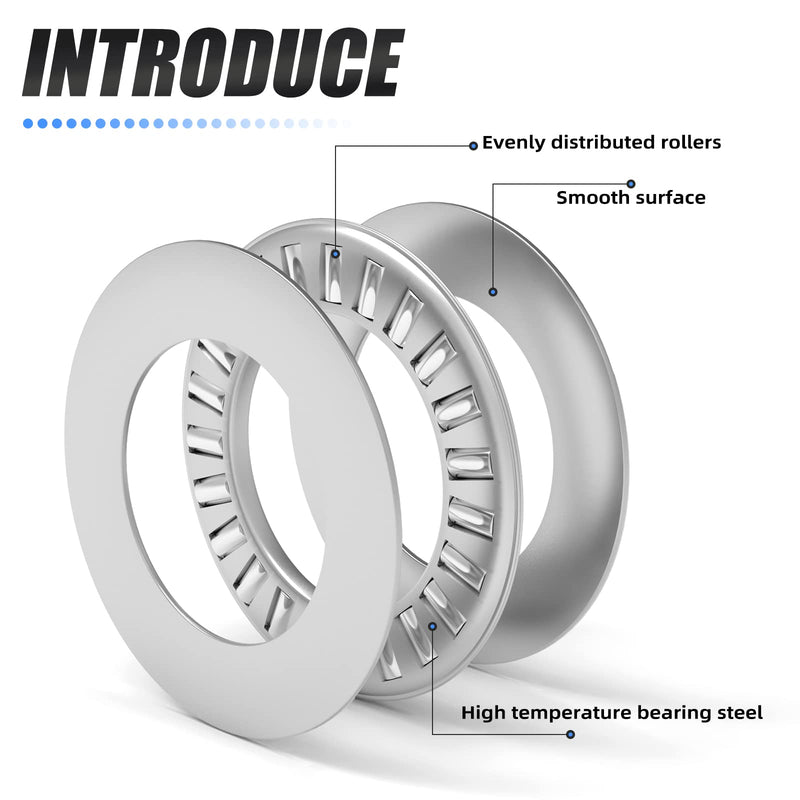 [Australia - AusPower] - 12 Sets Thrust Needle Roller Bearings with Washers, 3/4 Inch Bore 1-1/4 OD, NTA1220 2TRA Steel Industrial Bearing for Conveying Equipment, Robots, Elevators, Rolling Mills Etc. 