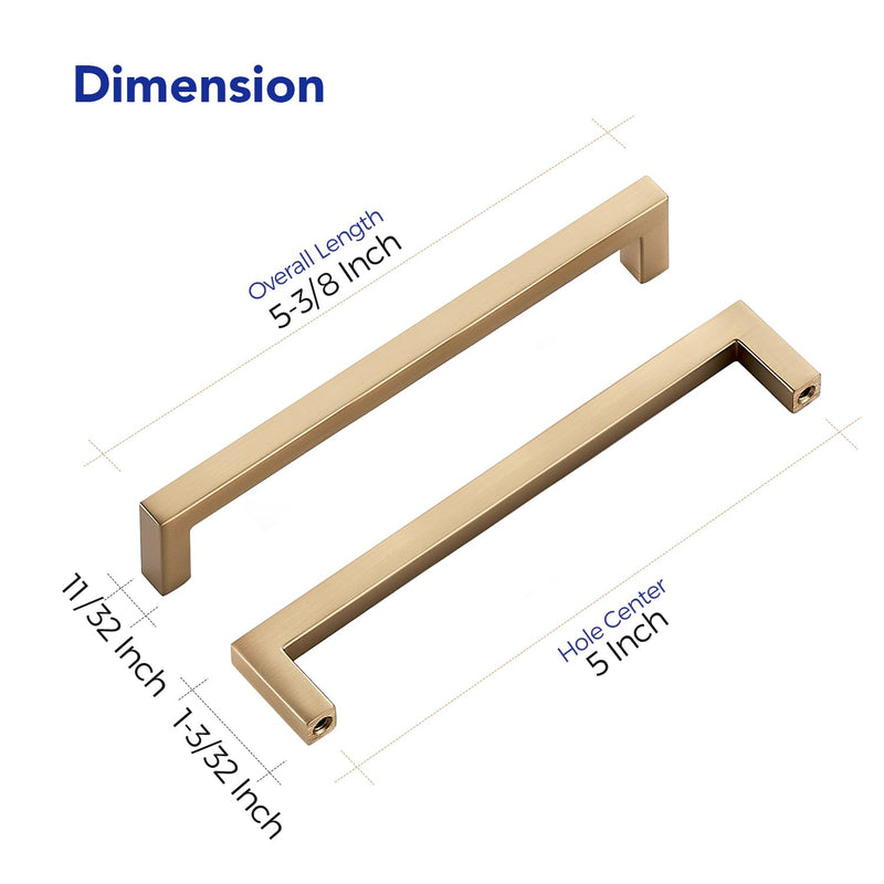 Ravinte 5 Pack Solid 5 Inch Center to Center Slim Square Bar Drawer Handles Kitchen Cabinet Handles Drawer Pulls Kitchen Cabinet Hardware Champagne Bronze Dresser Pulls