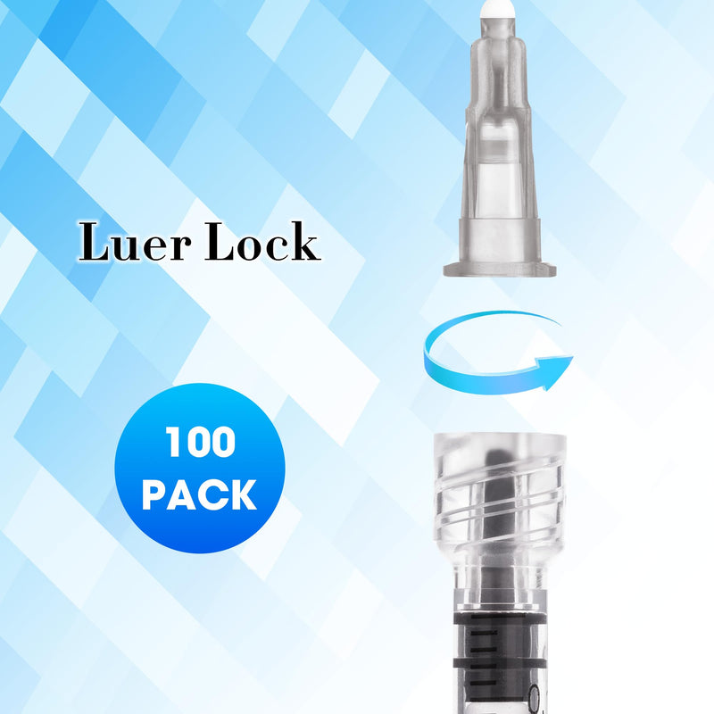 [Australia - AusPower] - 100 Pack 1ml Syringes with Needle 27G 1/2 Inch - Disposable Luer Lock Dispensing Syringe, Individually Wrapped 1ml 27g 0.5" 