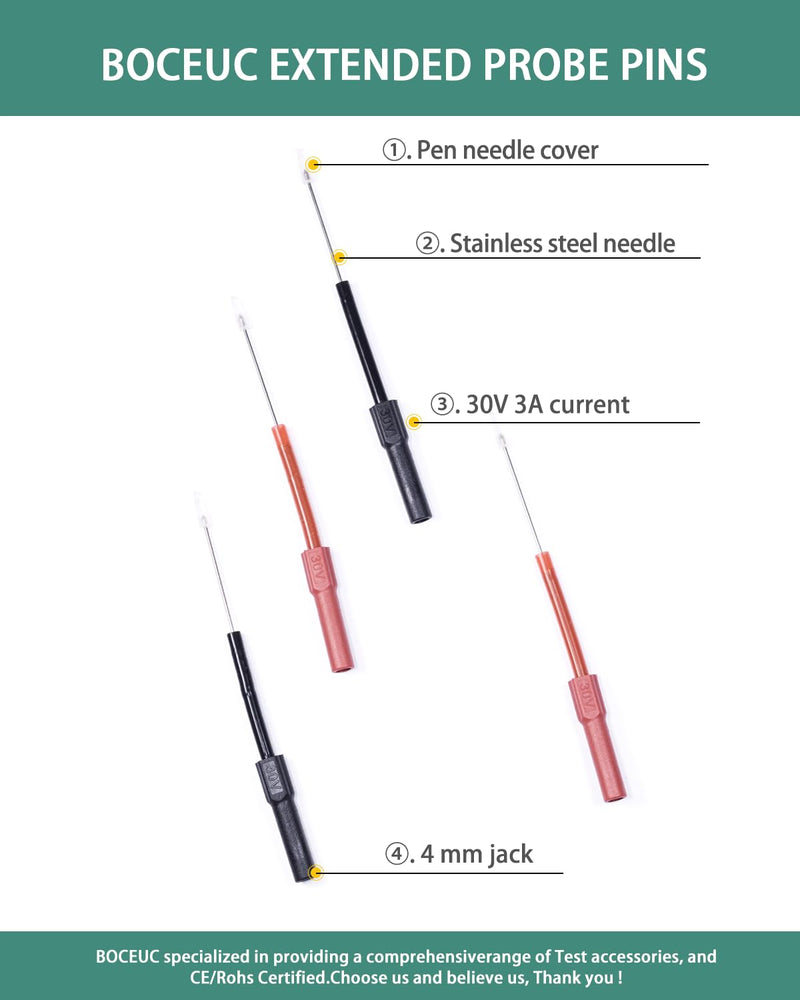[Australia - AusPower] - Back Probe Kit, 4 PCS Flexible Back Probes Automotive Diagnostic Test Repair Tools for Car Electrical and Multimeter Testing 